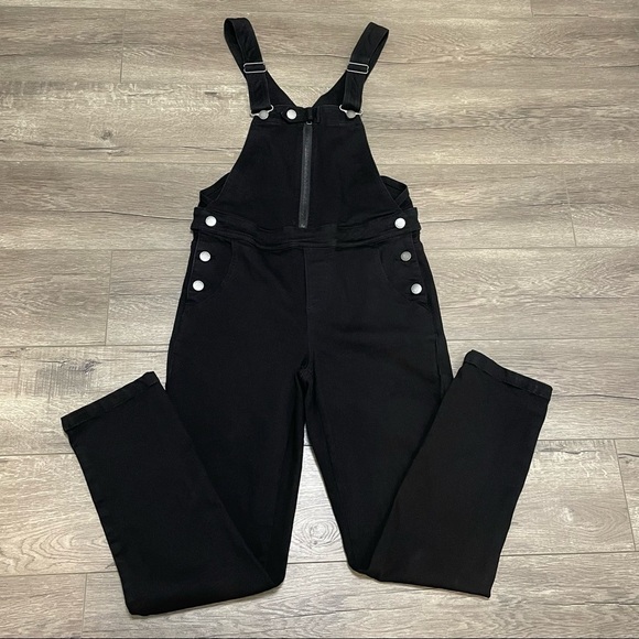UNIVERSAL STANDARD Olivia Denim Overalls Black Stretch Sz 3XS (size 2 Small) - Picture 2 of 11